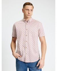 Ben Sherman - Short Sleeve Festival Geo Print Shirt In Rose - Lyst