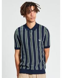 Ben Sherman - Short Sleeve Jacquard Candy Stripe Knitted Polo In Dark Navy - Lyst