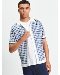 Ben Sherman - Houndstooth Button Through Polo In Ivory - Lyst