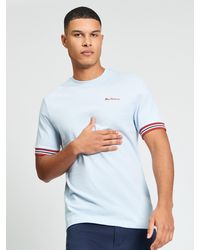 Ben Sherman - Short Sleeve Pique Tipped Tshirt In Powder Blue - Lyst