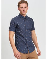 Ben Sherman - Short Sleeve Scattered Geo Print Shirt In Dark Navy - Lyst
