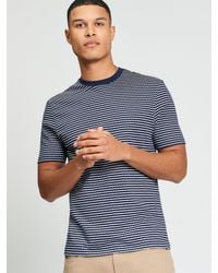 Ben Sherman - Short Sleeve Fine Stripe Tshirt In Dark Navy - Lyst