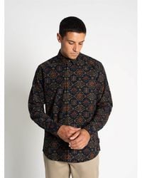 Ben Sherman - Long Sleeve Foulard Print Cord Shirt In Khaki - Lyst