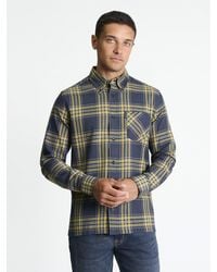 Ben Sherman - Long Sleeve Grid Check Shirt In Dark Navy - Lyst