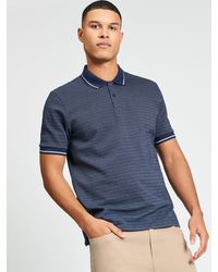 Ben Sherman - Short Sleeve Jacquard Polo In Dark Navy - Lyst