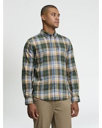 Ben Sherman - Long Sleeve Twill Check Shirt In Bottle Green - Lyst