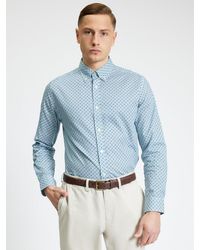 Ben Sherman - Long Sleeve Split Geo Print Shirt In Powder Blue - Lyst