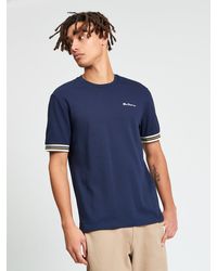 Ben Sherman - Short Sleeve Pique Tipped Tshirt In Dark Navy - Lyst