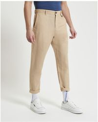 Ben Sherman - Linen Cotton Trousers In Stone - Lyst