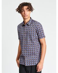 Ben Sherman - Short Sleeve Geo Spot Print Shirt In Coffee - Lyst