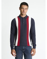 Ben Sherman - Long Sleeve Vertical Stripe Polo In Dark Navy - Lyst