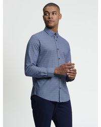Ben Sherman - Long Sleeve Mono Print Shirt In Marine - Lyst