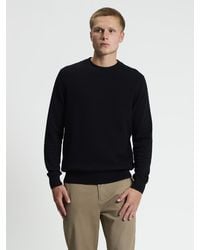 Ben Sherman - Long Sleeve Texture Front Crew Neck Jumper In Black - Lyst