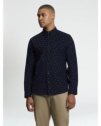 Ben Sherman - Long Sleeve Geo Printed Cord Shirt In Dark Navy - Lyst