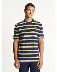 Ben Sherman - Textured Stripe Tee In Dark Navy - Lyst
