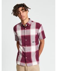 Ben Sherman - Short Sleeve Crepe Check Shirt In Aubergine - Lyst