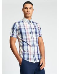 Ben Sherman - Short Sleeve Oversized Check Shirt In Blue Grey - Lyst