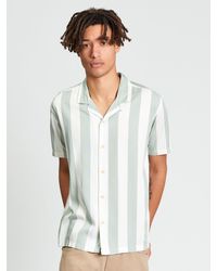 Ben Sherman - Short Sleeve Viscose Stripe Shirt In Litchen Green - Lyst