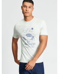Ben Sherman - Short Sleeve Brighton Beach Social Club Tshirt In Blue Grey - Lyst