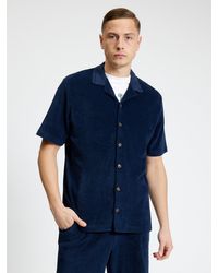 Ben Sherman - Short Sleeve Towelling Button Through Shirt In Dark Navy - Lyst