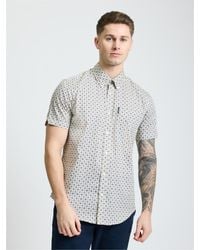 Ben Sherman - Short Sleeve Block Geo Print Shirt In Fog - Lyst
