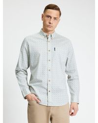 Ben Sherman - Long Sleeve Geo Stamp Print Shirt In Denim - Lyst