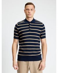 Ben Sherman - Short Sleeve Textured Stripe Knitted Polo In Dark Navy - Lyst