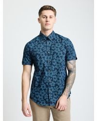Ben Sherman - Short Sleeve Stipple Floral Print Shirt In Dark Navy - Lyst