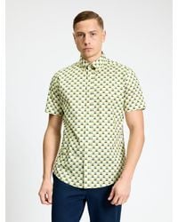 Ben Sherman - Short Sleeve Retro Geo Print Shirt In Sage - Lyst