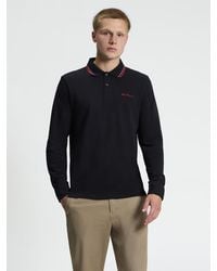 Ben Sherman - Long Sleeve Signature Pique Polo In Black - Lyst