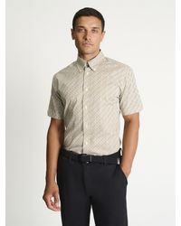 Ben Sherman - Short Sleeve Retro Geo Print Shirt In Mustard - Lyst