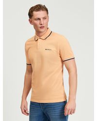Ben Sherman - Short Sleeve Signature Pique Polo In Coral - Lyst