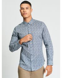Ben Sherman - Long Sleeve Floral Print Shirt In Indigo - Lyst