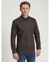 Ben Sherman - Long Sleeve Linear Geo Print In Black - Lyst