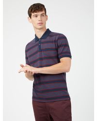 Ben Sherman - Navy Short Sleeve Stripe Pique Polo Shirt - Lyst