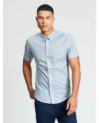 Ben Sherman - Short Sleeve Block Geo Print Shirt In Denim - Lyst