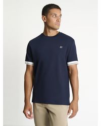 Ben Sherman - Textured Tipped Tee In Dark Navy - Lyst