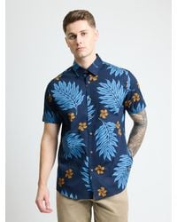 Ben Sherman - Short Sleeve Botantical Print Shirt In Dark Navy - Lyst