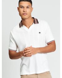 Ben Sherman - Short Sleeve Trim Block Open Neck Polo In Snow White - Lyst