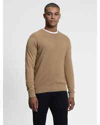 Ben Sherman - Long Sleeve Texture Front Crew Neck Jumper In - Lyst