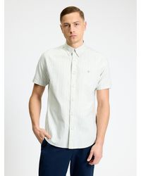 Ben Sherman - Short Sleeve Oxford Stripe Shirt In Sage - Lyst