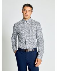 Ben Sherman - Long Sleeve Scattered Floral Print Shirt In Snow White - Lyst