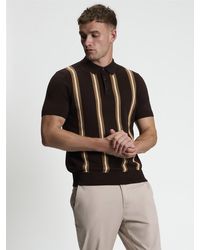 Ben Sherman - Short Sleeve Ivy Cable Knitted Polo In Dark Brown - Lyst