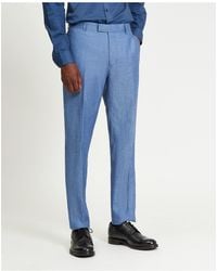 Ben Sherman - Linen Blend Trouser In Blue - Lyst