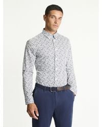 Ben Sherman - Long Sleeve Scattered Floral Print Shirt In Snow White - Lyst