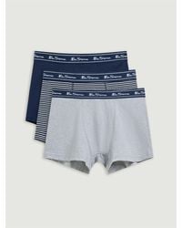 Ben Sherman - 3 Pack Stripe Logo Trunks In Grey - Lyst
