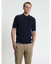 Ben Sherman - Short Sleeve Texture Rib Knitted Polo In Dark Navy - Lyst
