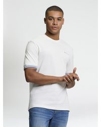 Ben Sherman - Short Sleeve Textured Tipped Tshirt In Ivory - Lyst