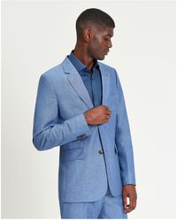 Ben Sherman - Linen Blend Blazer In Blue - Lyst
