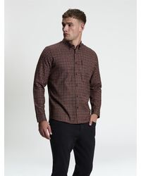 Ben Sherman - Long Sleeve Abstract Check Shirt In Sienna - Lyst